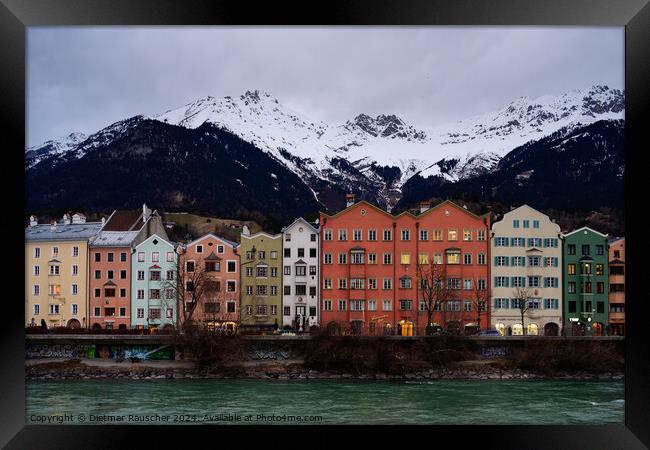 Colorful Medieval Houses of Mariahilf in Innsbruck   Framed Print by Dietmar Rauscher