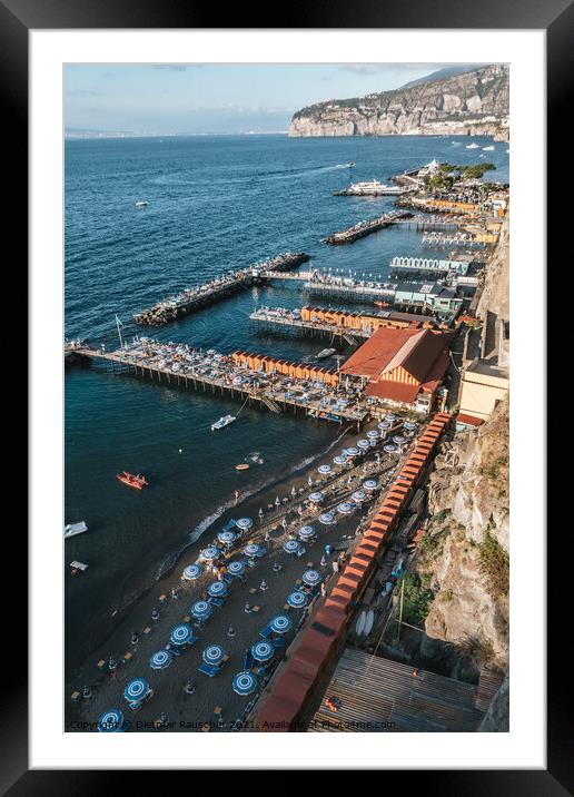 Lionelli's Beach and Marameo Beach Club in Sorrento, Italy Framed Mounted Print by Dietmar Rauscher