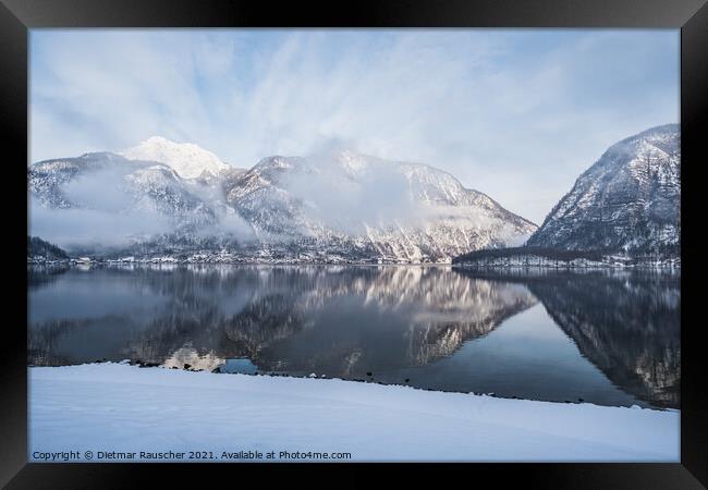 Lake Hallstatt in Winter in the Salzkammergut, Upper Austria  Framed Print by Dietmar Rauscher