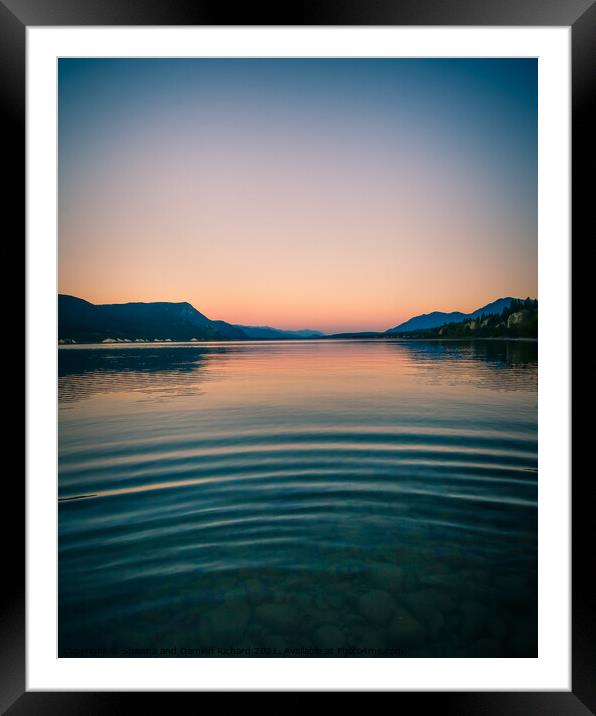 Lake Sunset Mountains Framed Mounted Print by Shawna and Damien Richard