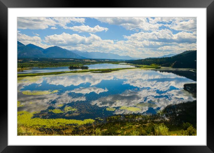 Reflection Wetlands Mountain Landscape Framed Mounted Print by Shawna and Damien Richard
