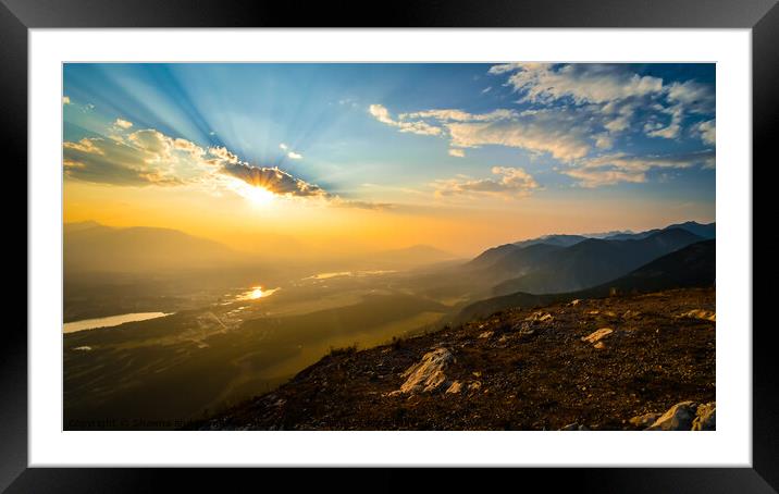 Mountain Sunset Canada Framed Mounted Print by Shawna and Damien Richard