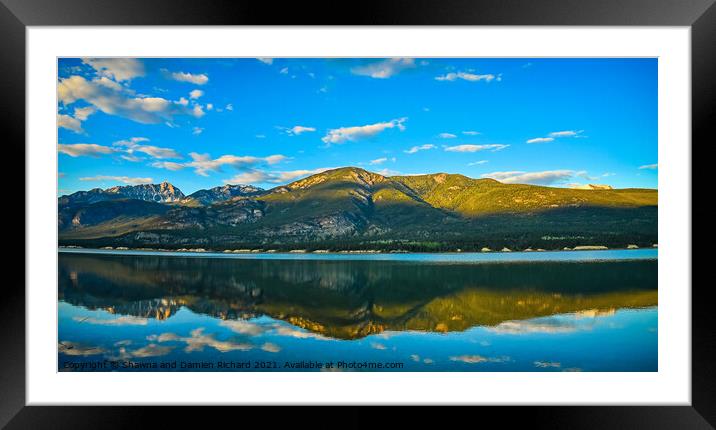 Golden Hour Columbia Lake Reflection, British Columbia, Canada Framed Mounted Print by Shawna and Damien Richard