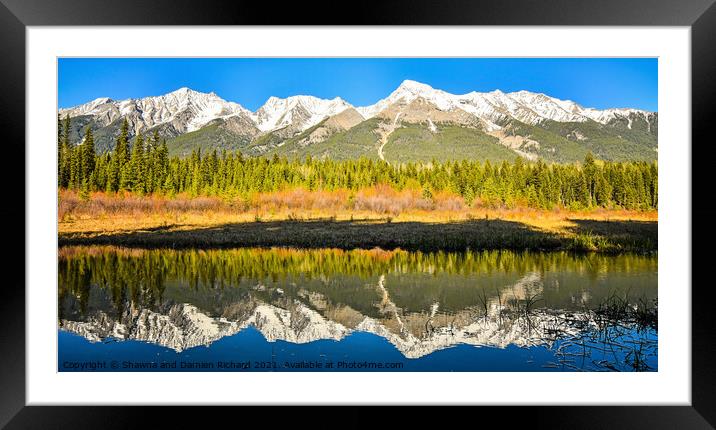 Mitchell Mountain Range reflected in Dog Lake Kootenay National  Framed Mounted Print by Shawna and Damien Richard