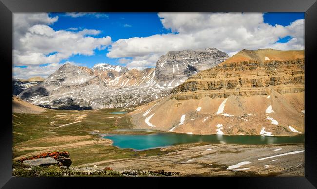 Mountain and Lake View from Dolomite Pass, Banff Framed Print by Shawna and Damien Richard