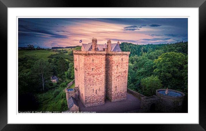 Sunset at Borthwick Castle Framed Mounted Print by David J Gillan