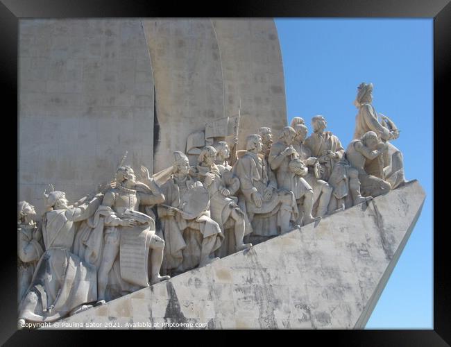 The Early Navigators on the Monument. Lisbon Framed Print by Paulina Sator