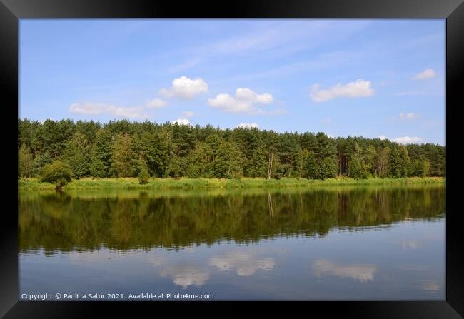 Peaceful Narew river. Poland Framed Print by Paulina Sator