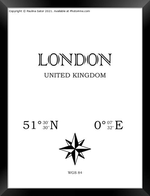 London, United Kingdom. Coordinates Framed Print by Paulina Sator