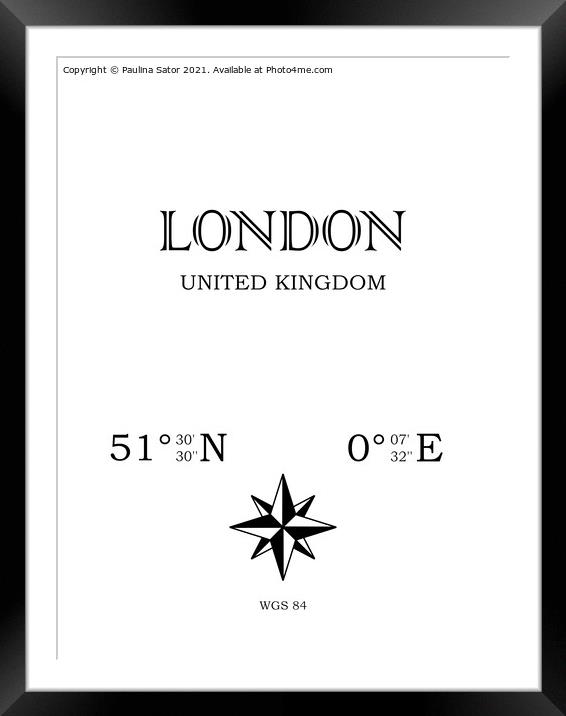London, United Kingdom. Coordinates Framed Mounted Print by Paulina Sator