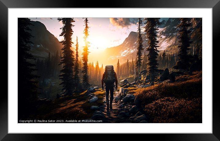 Hiking through the wild landscape Framed Mounted Print by Paulina Sator