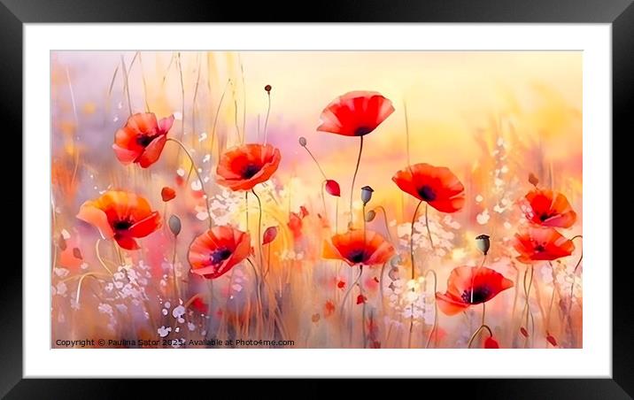 Red poppies Framed Mounted Print by Paulina Sator
