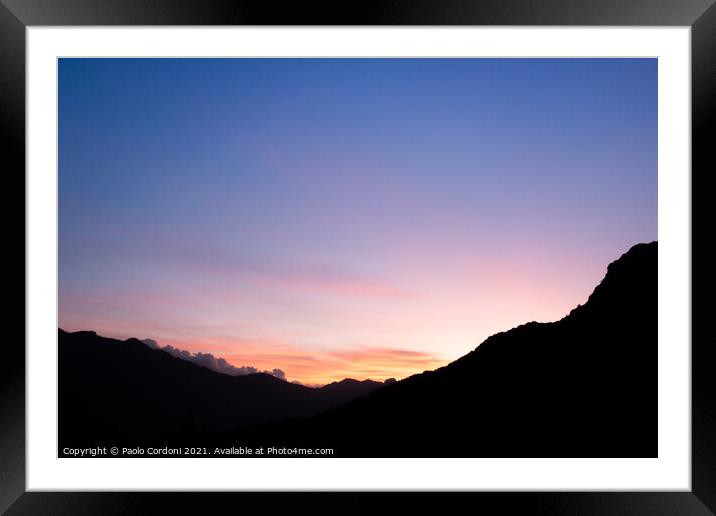 Mountain silhouette  Framed Mounted Print by Paolo Cordoni
