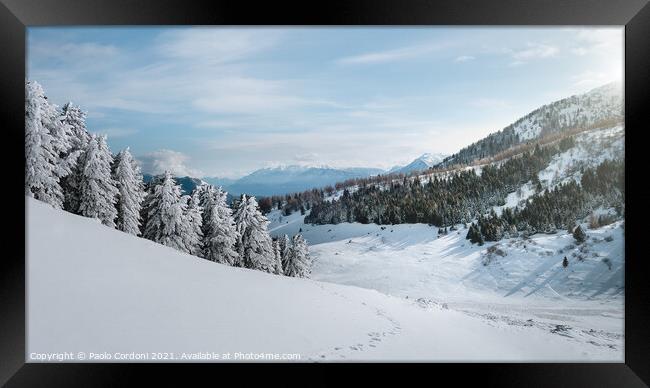 Outdoor mountain and snow Framed Print by Paolo Cordoni