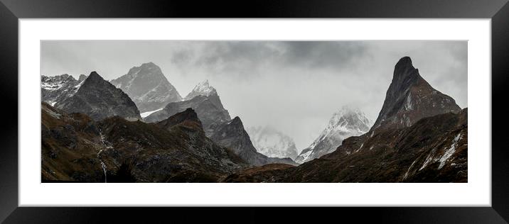 Aiguille de la Vanoise Courchevel Alps France black and white Framed Mounted Print by Sonny Ryse