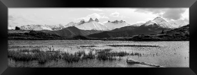 Aiguilles d'Arves Lac Guichard Rhone Alps mountains France Black Framed Print by Sonny Ryse