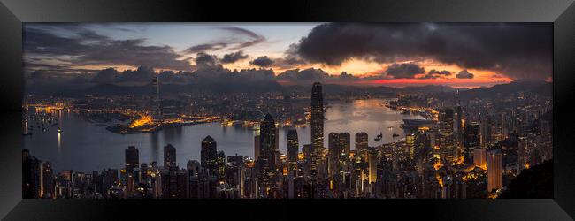 Hong Kong at sunrise from the peak Framed Print by Sonny Ryse