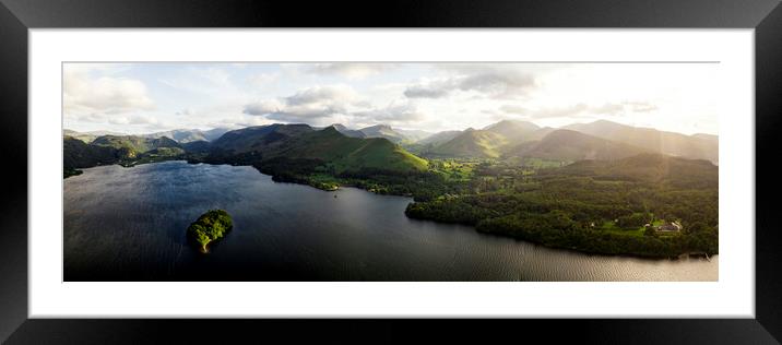 Derwentwater and Catbells Aerial in the Lake District Framed Mounted Print by Sonny Ryse