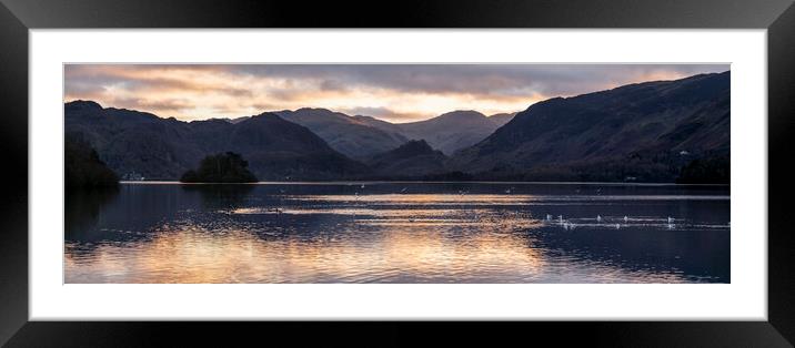 Derwentwater sunet the lake district Framed Mounted Print by Sonny Ryse