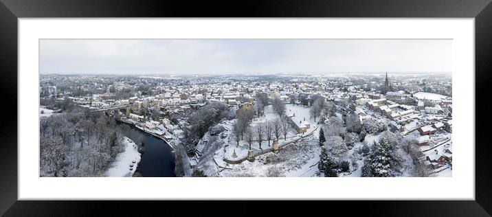 Knaresborough aerial covered in snow Framed Mounted Print by Sonny Ryse