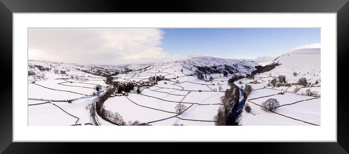 Muker Aerial in winter Swaledale Yorkshire dales 2 Framed Mounted Print by Sonny Ryse