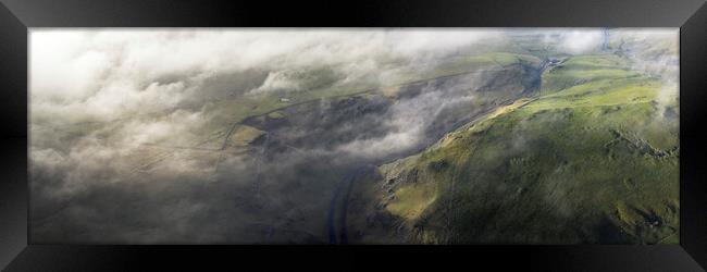 Winnats pass peak district misty aerial Framed Print by Sonny Ryse