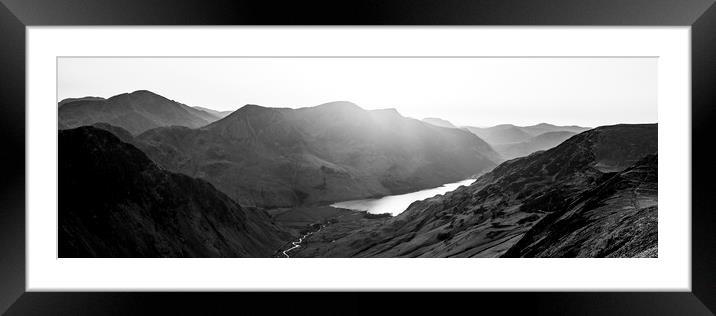 Buttermere Valley Lake District Black and White Framed Mounted Print by Sonny Ryse