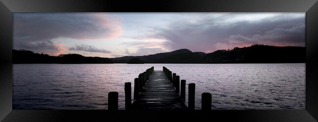 Coniston Water Boat Jetty Sunset Lake District Framed Print by Sonny Ryse