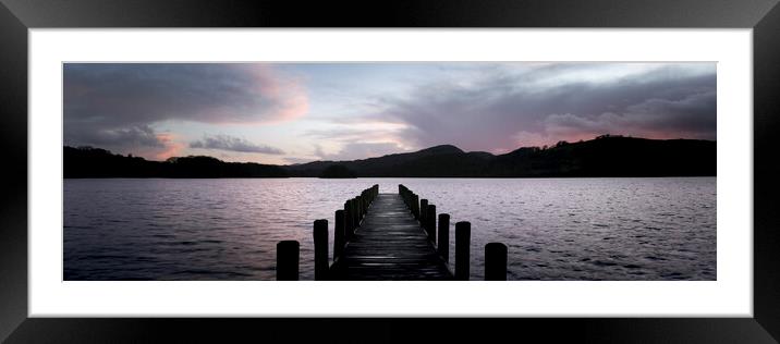 Coniston Water Boat Jetty Sunset Lake District Framed Mounted Print by Sonny Ryse