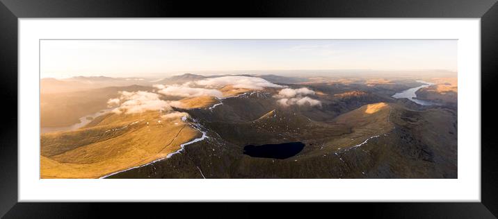 Helvellyn and Striding Edge Aerial Lake District Framed Mounted Print by Sonny Ryse