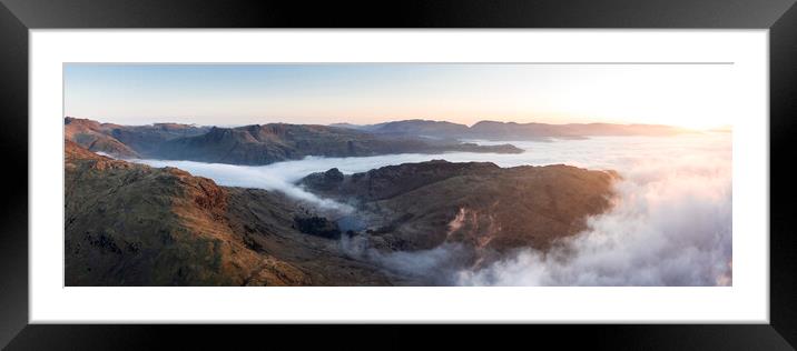 Langdale and Blea Tarn Aerial Cloud Inversion Lake District Framed Mounted Print by Sonny Ryse