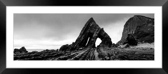 Blackchurch Rock in Devon Black and white Framed Mounted Print by Sonny Ryse