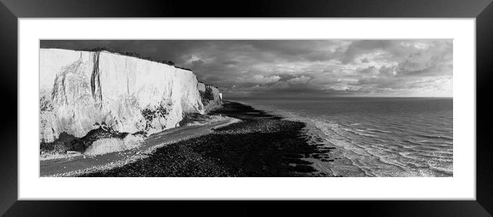 White Cliffs of Dover black and white Framed Mounted Print by Sonny Ryse