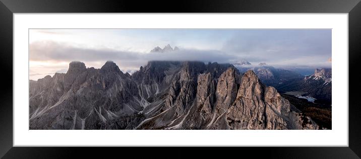 Cadini Peaks Tre Cime de Laveredo Italian Dolomites Framed Mounted Print by Sonny Ryse