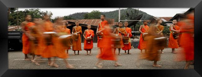 Luang Prabang Young Buddhist Monks Laos 3 Framed Print by Sonny Ryse