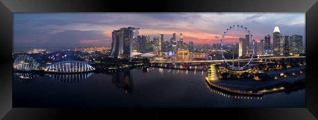 Singapore Skyline sunset aerial 2 Framed Print by Sonny Ryse
