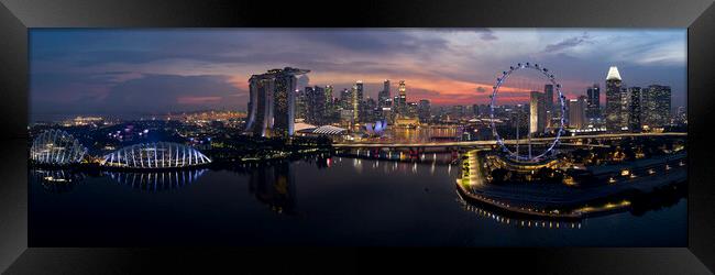 Singapore Skyline sunset aerial Framed Print by Sonny Ryse