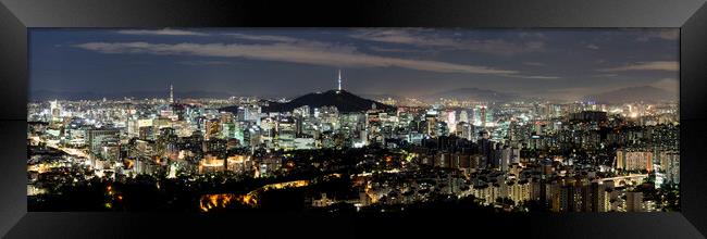 Seoud Cityscape at night south korea Framed Print by Sonny Ryse