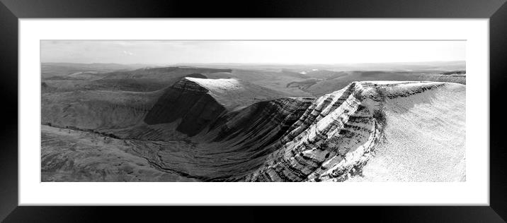 Brecon Beacons National Park Wales snow Black and white 2 Framed Mounted Print by Sonny Ryse