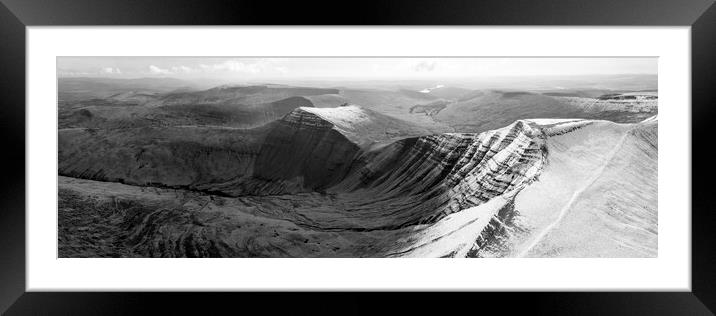 Brecon Beacons National Park Wales snow Black and white Framed Mounted Print by Sonny Ryse