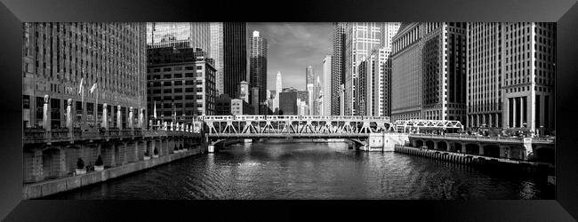 Chicago River USA Black and white Framed Print by Sonny Ryse