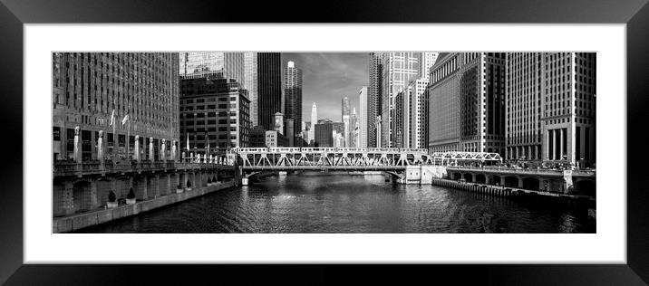 Chicago River USA Black and white Framed Mounted Print by Sonny Ryse