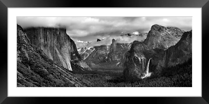 Tunnel View Yosemite National Park Black and White Framed Mounted Print by Sonny Ryse