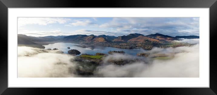 Aerial Above the Clouds of Dewentwater and Catbells in the Lake  Framed Mounted Print by Sonny Ryse