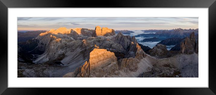 Tre Cime di Lavaredo Dolomites Italy at sunset Framed Mounted Print by Sonny Ryse