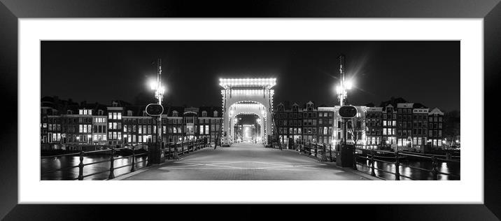 Magere Brug bridge at night Amstel River Amsterdam Netherlands Framed Mounted Print by Sonny Ryse