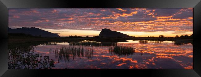 Hoven mountain Gimsoya Gymsoymyrene Nature reserve Lake sunset L Framed Print by Sonny Ryse