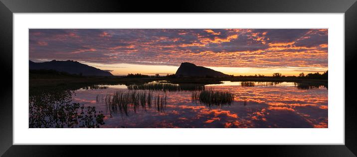 Hoven mountain Gimsoya Gymsoymyrene Nature reserve Lake sunset L Framed Mounted Print by Sonny Ryse