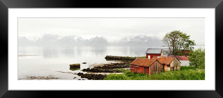 Hadseloya Boathouses Vesterlaen Norway Framed Mounted Print by Sonny Ryse