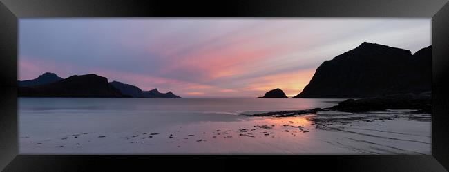 Haukland and VIc Beach sunset Vestvagoya Lofoten Islands Framed Print by Sonny Ryse